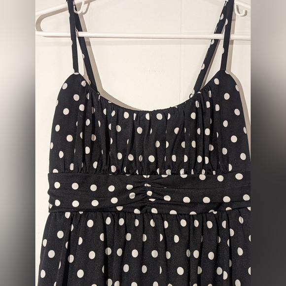 Le Chateau Small Black with White Polka Dots Spaghetti Strap Fit n Flare Dress - Picture 5 of 5